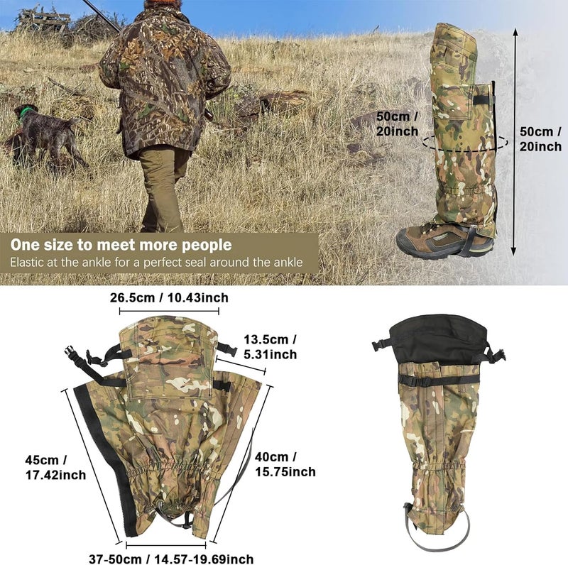 BZTAC Tactical Leg Gaiters High Gaiters Hunting Gaiters Knee Protection Anti-Tear Oxford Fabric Full Length Zip Waterproof Breathable Windproof for Outdoor Hunting Hiking Walking - Image 5